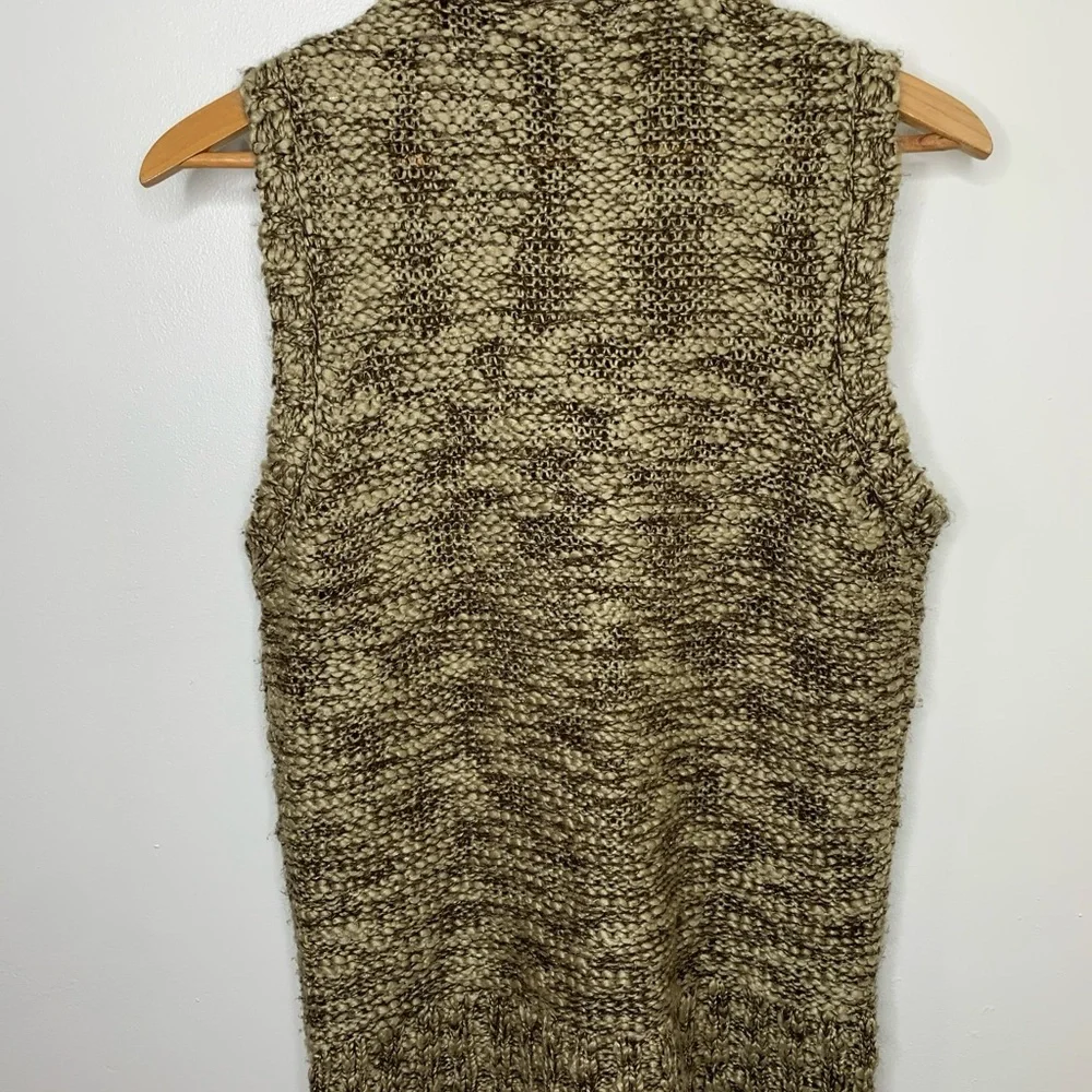 Charter Club Size Medium Full Zip Sweater Vest Faux Fur Collar Brown Fun
